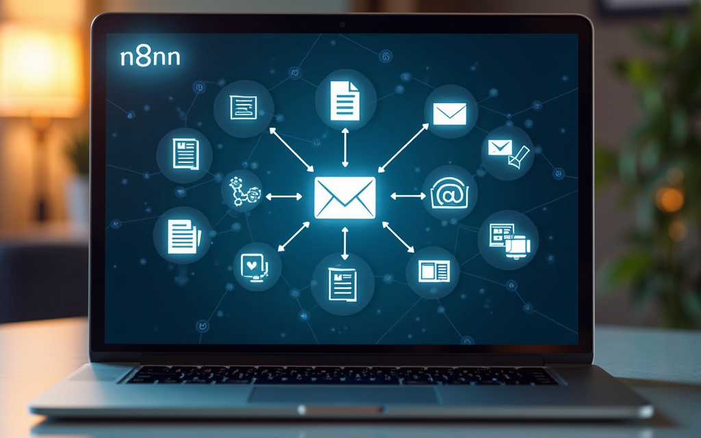 Concepto de automatizacion de correo electronico con n8n para autonomos