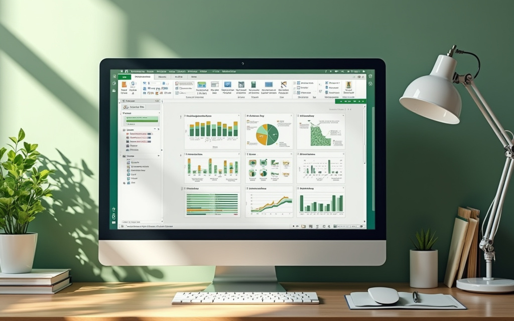 Escritorio moderno con pantalla mostrando documentos y hojas de cálculo, representando la suite ofimática LibreOffice